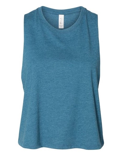 wholesale BELLA + CANVAS - Women's Racerback Cropped Tank - 6682 heather deep teal from bulkapparel clothing wholesaler