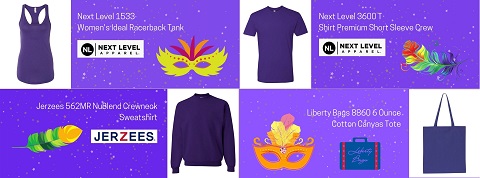 Mardi Gras purple wholesale clothing items from Bulk Apparel wholesale distributor 