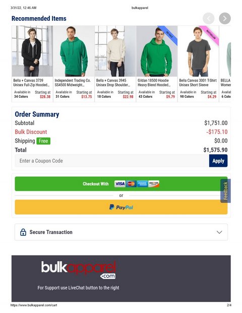 School Purchase Order Request Quote from Bulk Apparel wholesaler