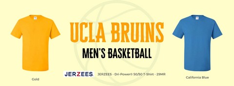 Rep your team for March Madness 2021 UCLA Bruins men's basketball colors wholesale Jerzees Dri-Power 50 50 T-shirt 29MR Bulk Apparel