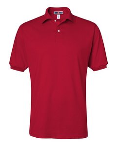 Wholesale JERZEES SpotShield™ 50/50 Sport Shirt 437MSR in True Red from wholesale clothing distributor, Bulk Apparel. Part of the Color Palette of the Month: February. 