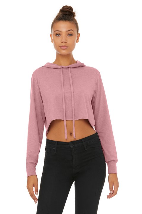 wholesale bulk sweatshirts BELLA + CANVAS 8512 Women's Triblend Cropped Long Sleeve Hoodie by Bulk Apparel wholesaler.