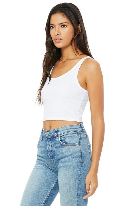 Blossom with BulkApparel and the wholesale bella+canvas 6680 women's crop tank in white 