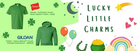 Lucky Little Charms St. Patrick's Day BulkApparel wholesale Gildan heavy blend youth hooded sweatshirt 18500b