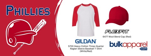 Baseball Opening Day Wholesale Gildan three-quarter raglan baseball t-shirt Flexfit baseball cap BulkApparel 