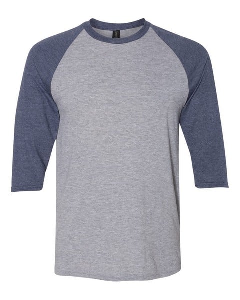 wholesale Anvil - Triblend Raglan Three-Quarter Sleeve T-Shirt - 6755 heather grey navy BulkApparel