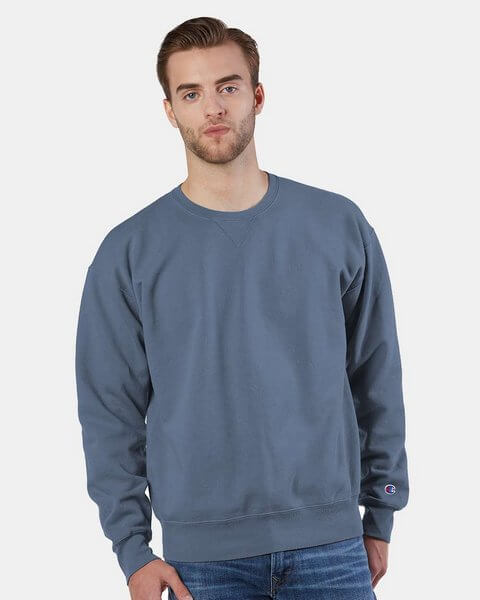 Basic long sleeves for your lifestyle featuring the wholesale Champion CD400 Garment Dyed Crewneck Sweatshirt from Bulk Apparel wholesaler.