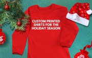 Custom printed shirts for the holiday season by Bulk Apparel wholesaler.