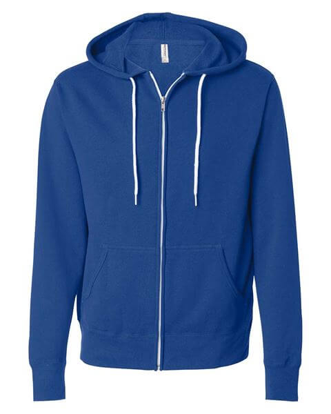 Wholesale Independent Trading Co. AFX90UNZ Unisex Hooded Full-Zip Sweatshirt in cobalt blue from Bulk Apparel wholesaler. 