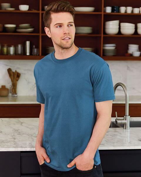 Where Comfort Meets Style With The Hanes 5180 Ringspun Cotton Beefy T-Shirt - A classic, durable, and comfortable blank t-shirt made from ringspun cotton and from BulkApparel wholesaler. 