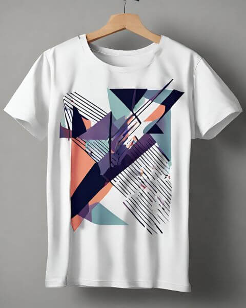Abstract geometry is one of the innovative design ideas for shirt printing in 2024. 