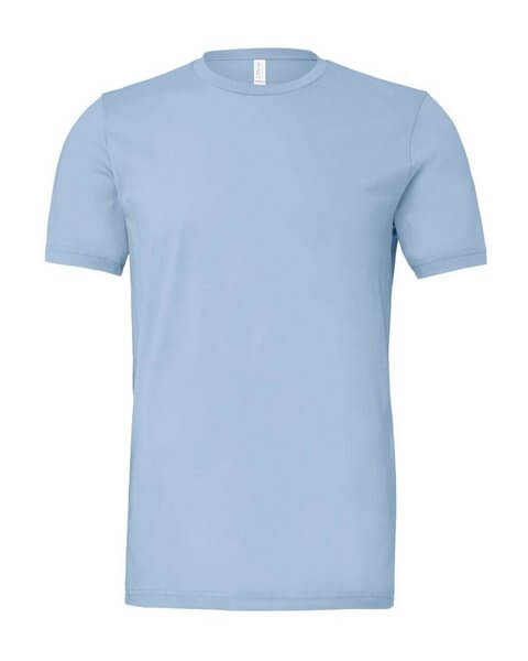 2025 Summer fashion color palette featuring this shade of baby blue available in the Bella Canvas 3001 T-Shirt from bulkapparel. 