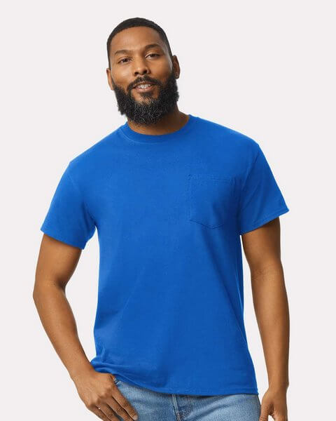 Wholesale Gildan 2300 Ultra Cotton T-Shirt with a Pocket in Royal. 