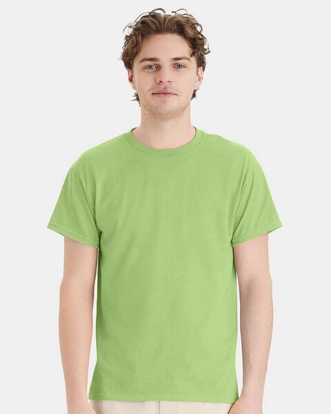 Summer fashion color palette featuring the Hanes 5170 Ecosmart T-Shirt in Lime. 