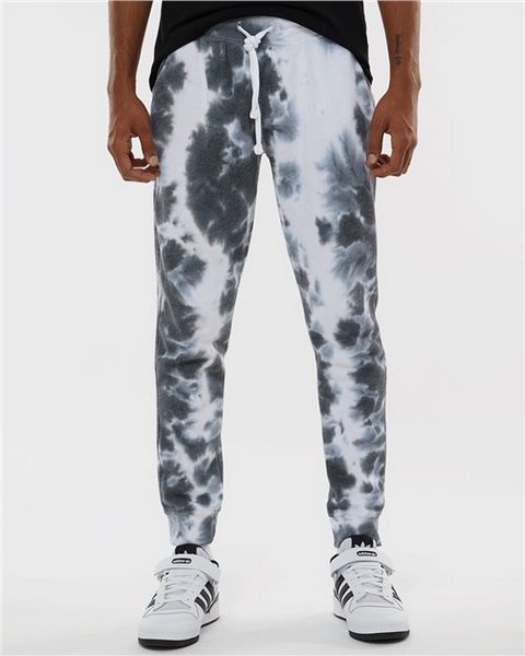 Wholesale tie dye apparel featuring the J. America 8884 Tie-Dyed Fleece Joggers