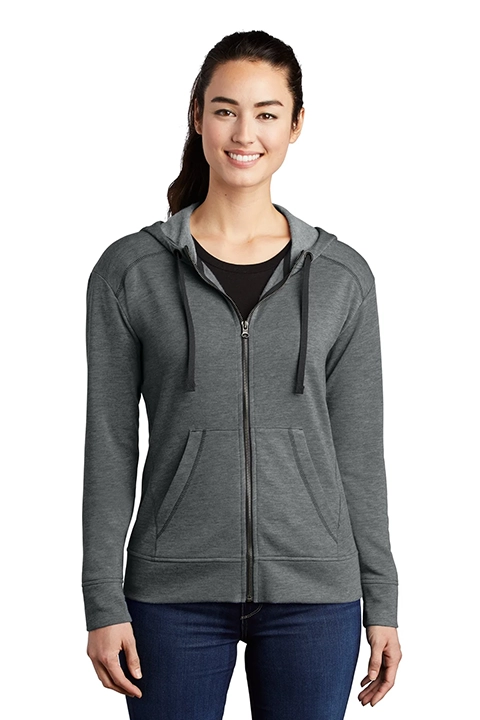 The wholesale Sport-Tek Women's PosiCharge Tri-Blend Wicking Fleece Full-Zip Hooded Jacket LST29 from BulkApparel.