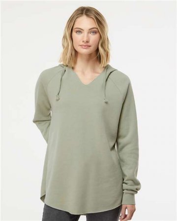 Women's hoodies wholesale from BulkApparel featuring the Independent Trading Co. PRM2500 Womens Lightweight California Wavewash Hooded Pullover Sweatshirt