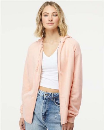 Independent Trading Co. PRM2500Z Womens California Wave Wash Full-Zip Hooded Sweatshirt