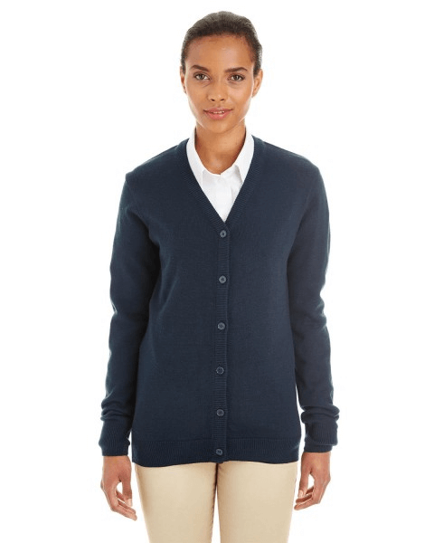 harriton m425w ladies' pilbloc v-neck button cardigan sweater