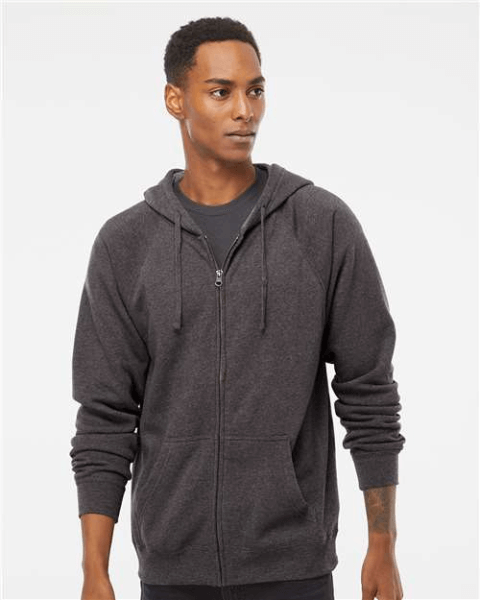 Wholesale Independent Trading Co. PRM33SBZ Unisex Special Blend Raglan Hooded Full-Zip Sweatshirt Independent Trading Co. PRM33SBZ Unisex Special Blend Raglan Hooded Full-Zip Sweatshirt