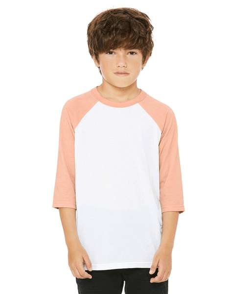 Bella + Canvas 3200Y Youth Three-Quarter Sleeve Baseball Tee